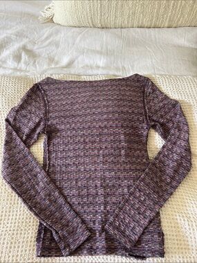 Free People Multicolor Knit Long Sleeve Top - Purple Tones